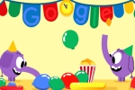 google penguin doodle, google doodle, google doodle marks new year s eve with a pair of cute elephants, Google doodle