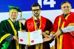 Ram Charan Doctorate pictures, Ram Charan Doctorate breaking, ram charan felicitated with doctorate in chennai, Chandrayaan 1