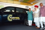 Toyota updates, Toyota innovations, world s first flex fuel ethanol powered car launched in india, Petrol